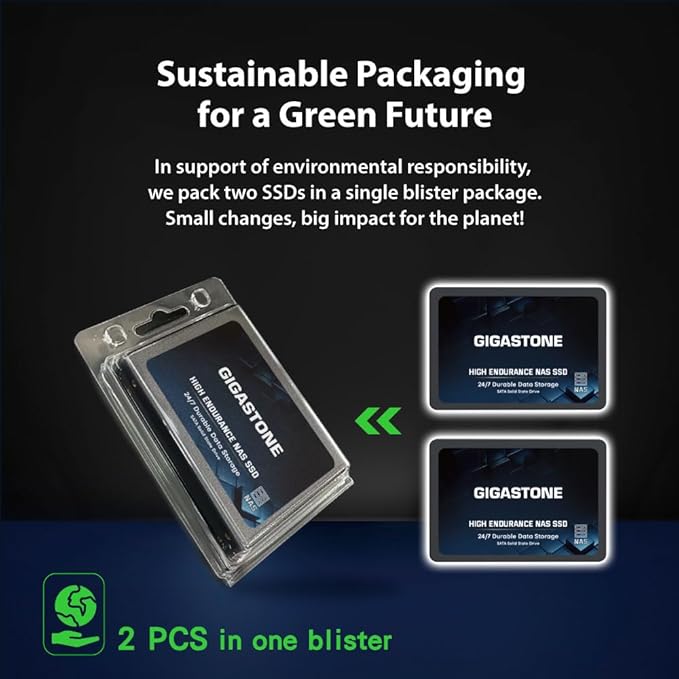 Gigastone 2TB NAS SSD Drive (12-Pack) 24/7 Durable TLC High Endurance RAID Data Storage Network Attached Storage 2.5" SATA Internal Solid State Hard Drives
