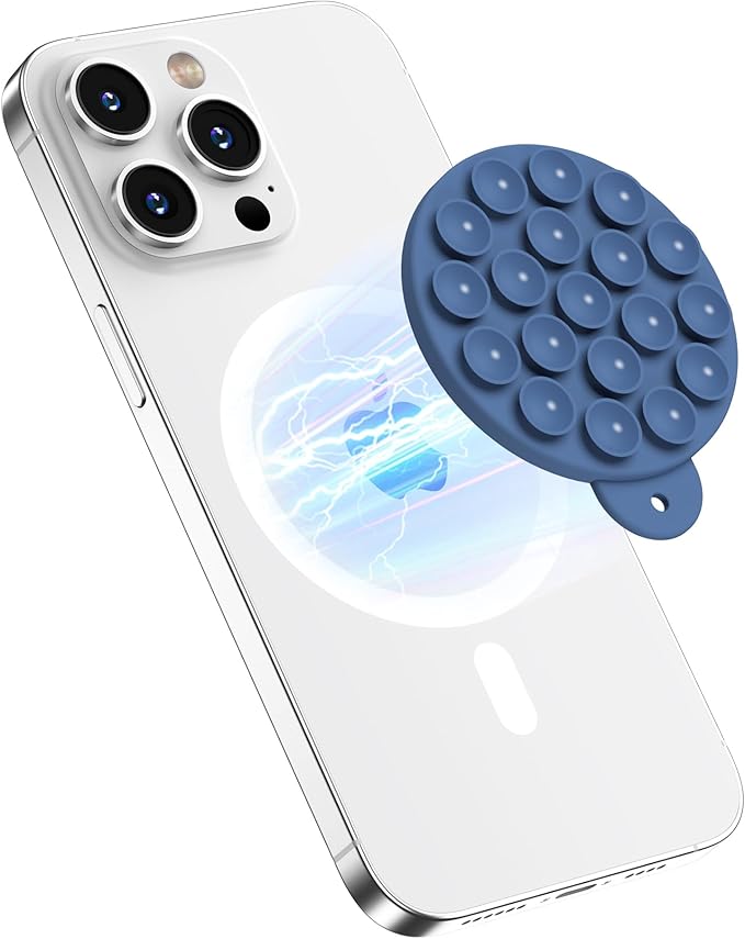 HSAOHD Magnetic Suction Cup Phone Mount, Compatible with MagSafe, Silicone Octo Cup Buddy Sticky Grip Holder for iPhone and Android, Removable Hands-Free Phone Stand Selfie/Video for TikTok, Red
