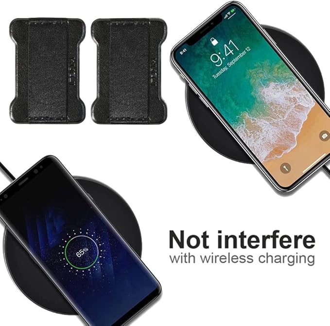 Phone Grip Finger Strap Holder, Phone Gripper for Back of Phone Grip Phone Finger Holder Suitable for iPhone Samsung and Most Smartphones - 2Pack(PU Black)