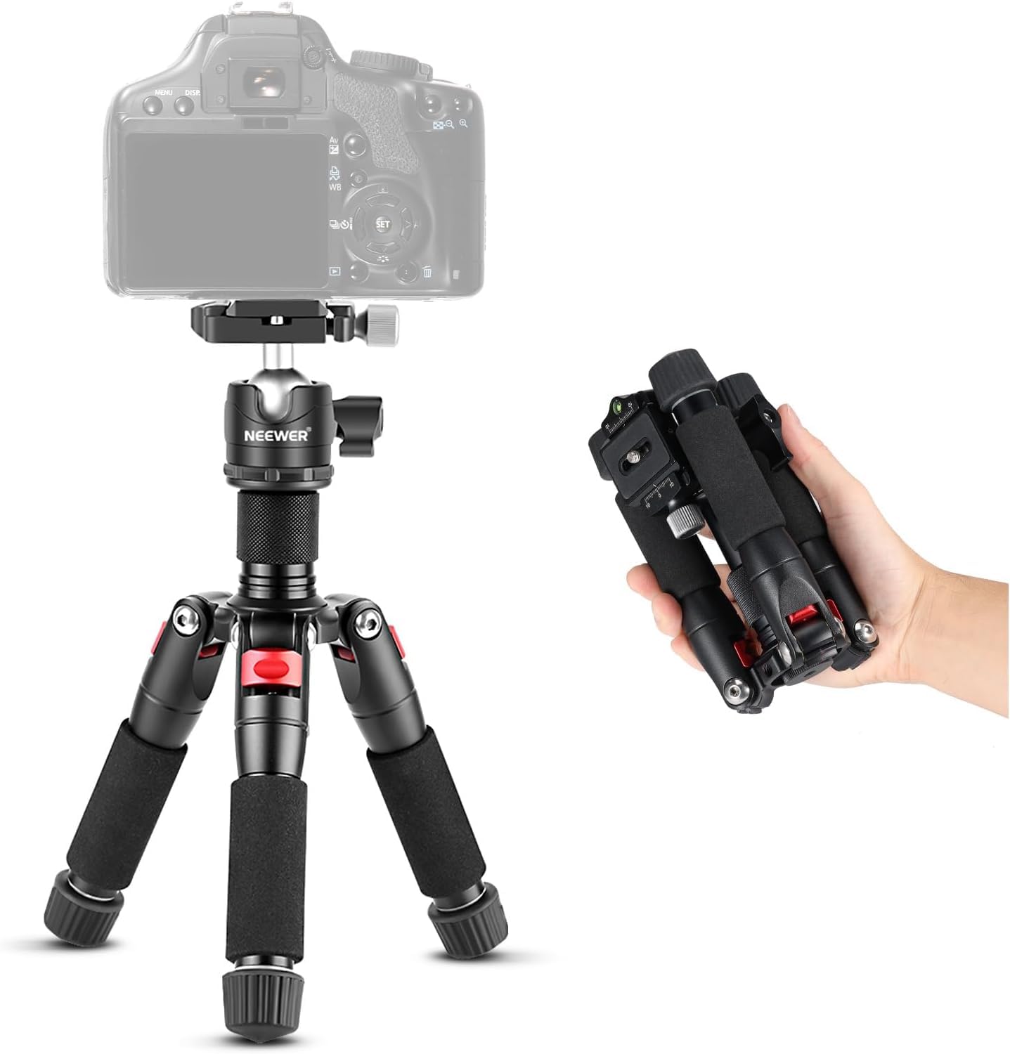 NEEWER Portable Travel Mini Tabletop Tripod, Aluminum Alloy 20''/ 50cm Desktop Desk Tripod with 360 Degree Ball Head, 1/4" Quick Shoe Plate for DSLR Camera Video Camcorder, Max Load 11 lb/5 kg
