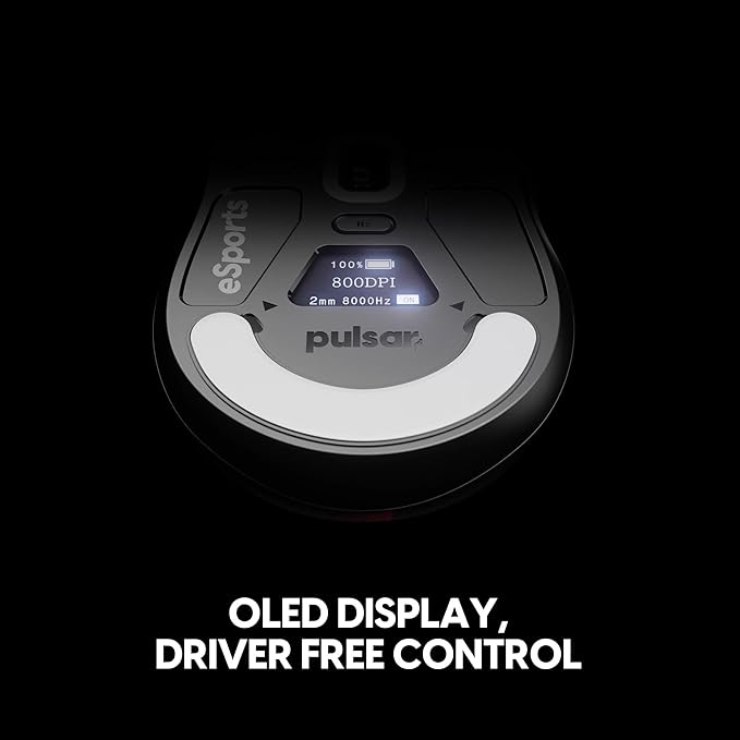 Pulsar Gaming Gears X2H v3 ES Wireless Gaming Mouse, Ultra Lightweight 1.87 oz (60g), Symmetrical, Optical Switch, 32000 DPI, 750 IPS, XS-1 Sensor, 8k Compatible (Mini, Black)