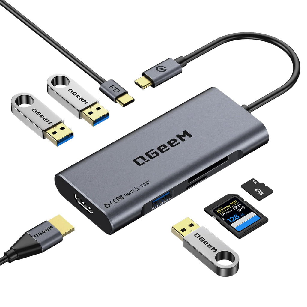 USB Docking Station,QGeeM Triple Monitor DisplayLink Docking Station for Laptop with HDMI,VGA,100W PD Charging,Gigabit Ethernet,SD/TF Reader,5 USB Ports,Compatible with MacBook,Dell,HP,Lenovo