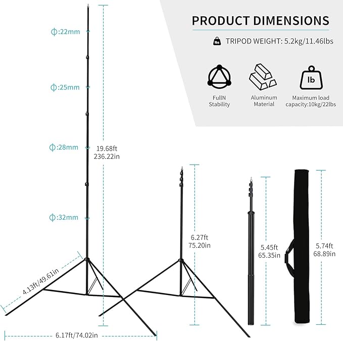 20FT Extra Tall Tripod with Rope Heavy Duty Video Camera Stand