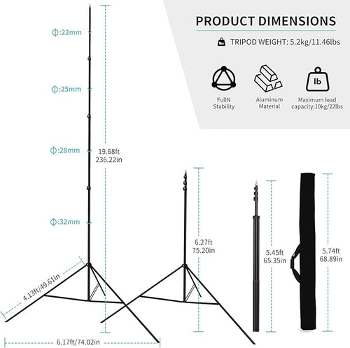 20FT Extra Tall Tripod with Rope Heavy Duty Video Camera Stand