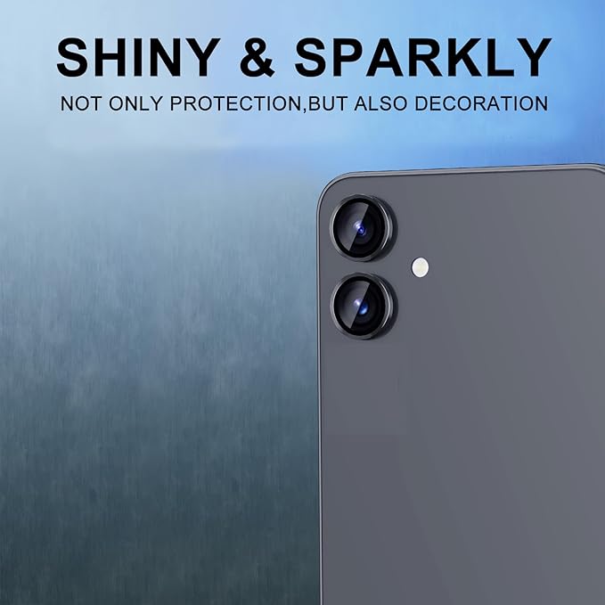 for Samsung Galaxy A06 Camera Lens Protector, Individual Metal Ring Tempered Glass Lens Cover, [Strong Adsorption] Scratch Resistant Ultra-Thin HD Clear Lens Cover, 1 Set-Black