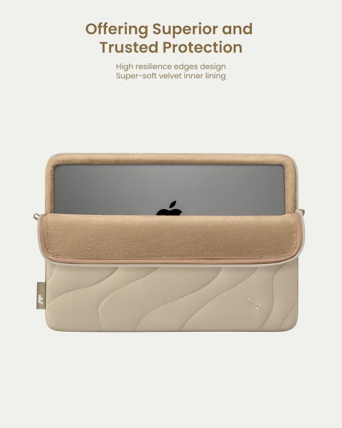 tomtoc 360 Protective Puffy Laptop Sleeve for 15-inch MacBook Air M4/A3241 2025, M3/A3114 2024, M2/A2941 2023, 15-inch Surface Laptop 7th(Copilot+ PC)/6/5/4/3, Quilted Puffer Soft Computer Case Bag