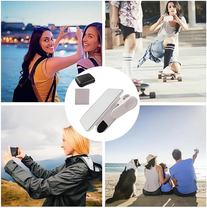 2024 Smartphone Camera Mirror Reflection Clip Kit -【New Version】 Smartphone Selfie Reflector, Adjustable Mobile Phone Reflection Camera Clip, Mirror Reflection Phone Clip for All Phones (1PC-Balck)