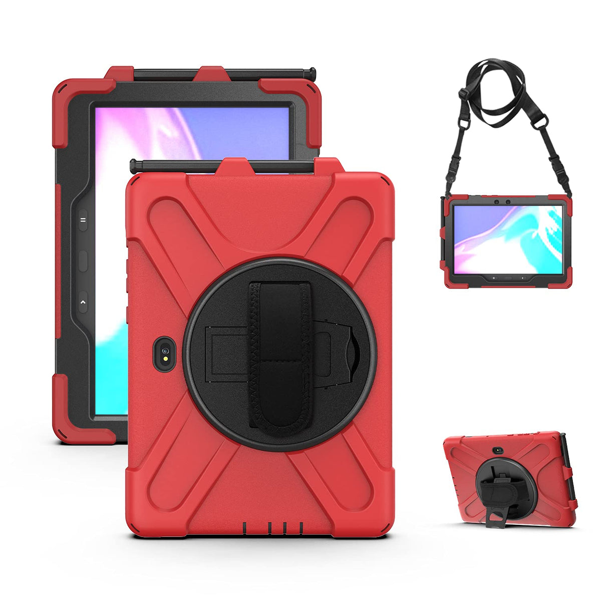 Rantice Case for Samsung Galaxy Tab Active5 Pro 10.1” /Active4 Pro/Active Pro 10.1, Shockproof Drop Protection Case with Stand, Hand Strap & Shoulder Strap for SM-X350/X358/T540/T547/T630/T638, Black