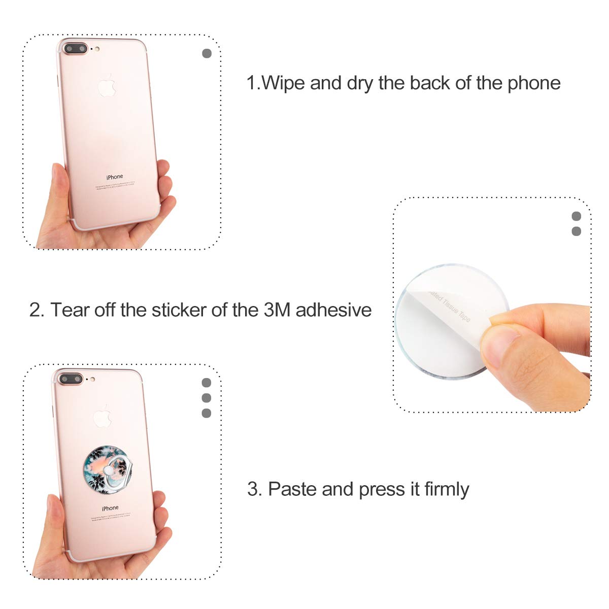 Bonoma Cell Phone Ring Holder Stand,3 Pack Sunset Beach Palm Tree
