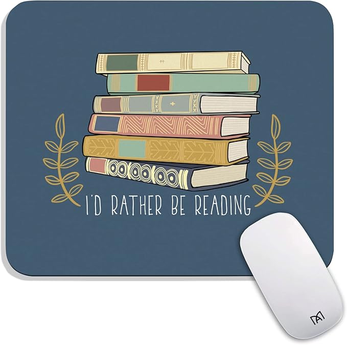 Square Mouse Pad Books, Personalized Premium-Textured Custom Mouse Mat Design, Washable Mousepad Cloth, Non-Slip Rubber Base Computer Mouse Pads for Wireless Mouse
