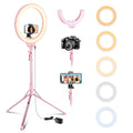 Aureday 14'' Pink Selfie Ring Light with 62'' Tripod Stand and Phone Holder, Dimmable LED Phone Ringlight for Makeup/Video Recording/Photography, Circle Lighting for Cell Phones&Lightweight Cameras