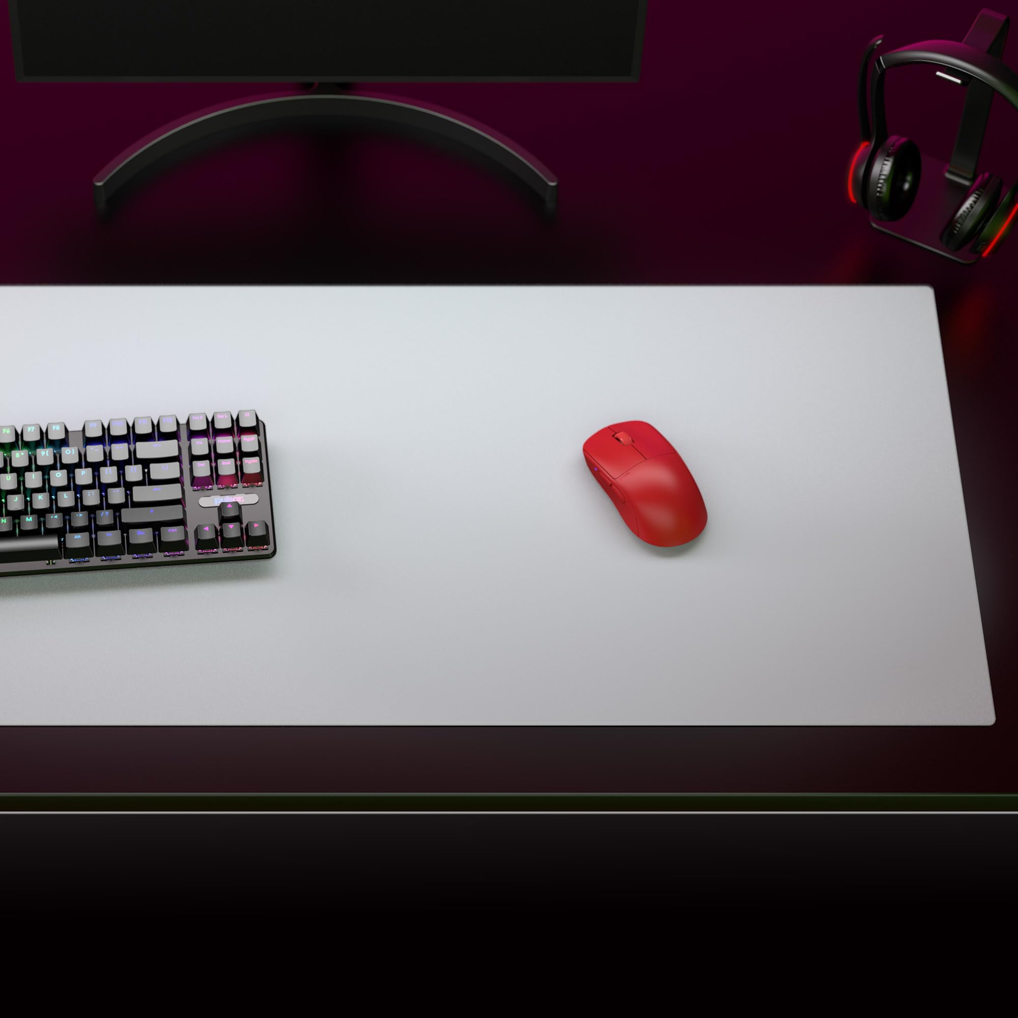 Pulsar - Superglide Premium Glass Mouse Pad XXL ALUMINO-Silicate Glass Surface Anti-Slip Fully Molded high-Density Silicone Rubber 38.5in x 16.5in (XXL, White)