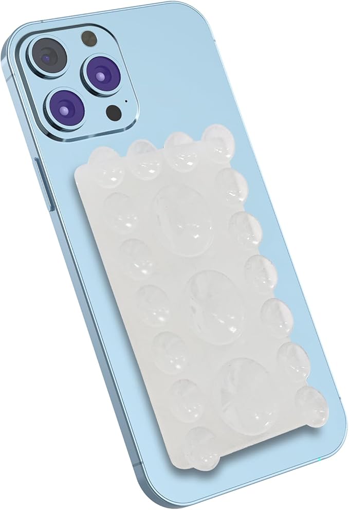 2024 Upgrade 2PCS Silicone Suction Cup Phone Case Adhesive Mount,Adhesive Grip, Sticky Suction Cup Phone Holder & Suction Phone case Holder TikTok & Selfies (Transparent, 3+16 Single Sided)