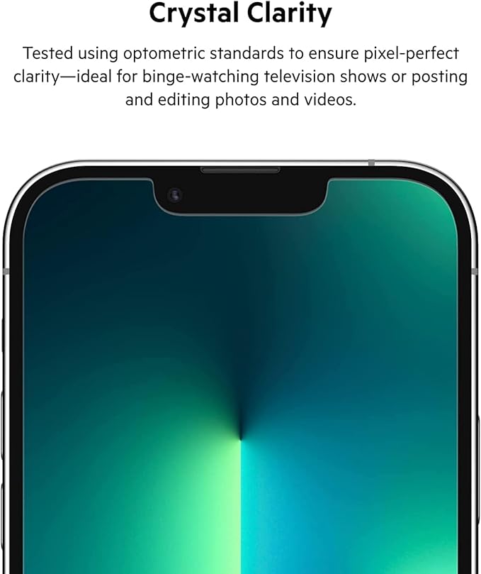 Belkin Privacy Tempered Glass Screen Protector for iPhone 13 and 13 Pro, Treated Surface with Anti-Fingerprint Coating and Bubble Free Application with Included Easy Align Tray
