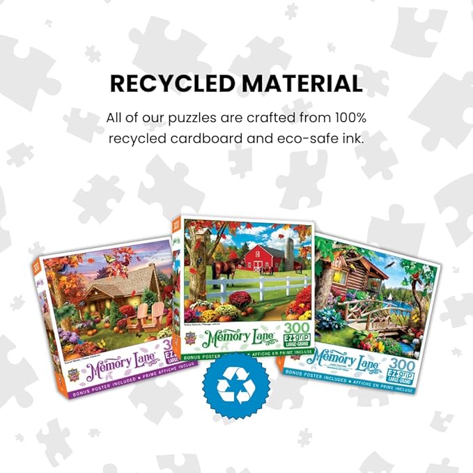 MasterPieces - 300 Piece Jigsaw Puzzle, Large EZ Grip Shapes, Cabin Crossing, Fun for Adults, Seniors, Family, Kids, Non-Glare Finish, 18"x24"