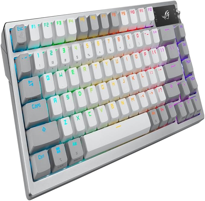 ASUS ROG Azoth 75% Wireless DIY Custom Gaming Keyboard, OLED Display, Three-Layer Dampening, Hot-Swappable ROG NX Snow Switches & Keyboard Stabilizers, PBT Keycaps, RGB-White