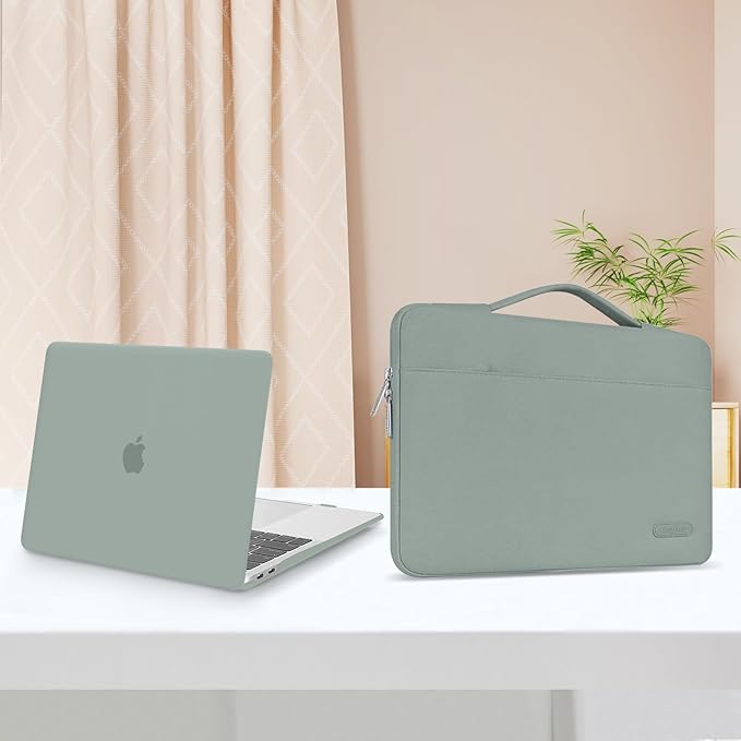 MOSISO Compatible with MacBook Air 13 inch Case 2025 2024 2023 2022 M4 A3240 M3 A3113 M2 A2681, Hard Shell&Sleeve Bag&Keyboard Skin&Webcam Cover&Screen Film for MacBook Air 13.6 inch, Antique Green