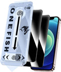 OneFish Privacy Screen Protector for iphone 11 Pro Max/Xs Max, Anti-Spy Tempered Glass Private,Edge Protection Screen Protector with Installation Frame,9H Glass Scratch Resistant