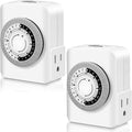 Outlet Timer,Timers for Electrical Outlets Indoor with 3-Prong Dual Outlet,24-Hour 30 Minute Daily On/Off Cycle, Plug-in Mechanical Timers for Christmas Lights, Lamps, Grow Light (2-Pack)