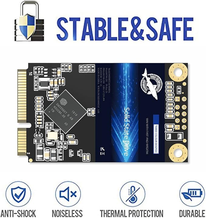 Dogfish mSATA SSD 512GB 3D NAND TLC SATA III 6 Gb/s, mSATA (30x50.9mm) Internal Solid State Drive - Compatible with Desktop PC Laptop - (MSATA 512GB)