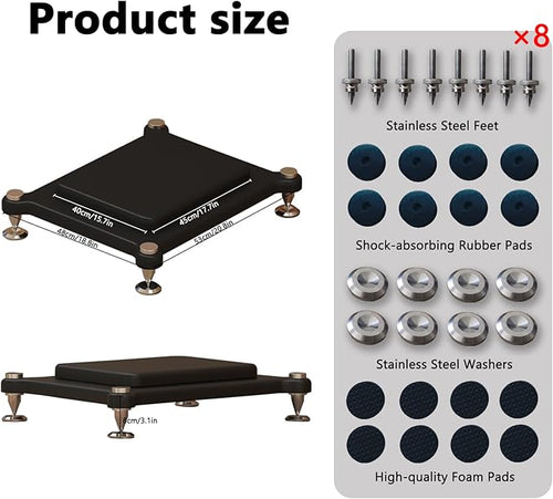 2pcs Subwoofer Isolation Stand, Double-Layered Speaker Isolation Stands with Stainless Steel Metal Feet, Acoustic Speakers Isolation Pad for Floor, Desktop (15.7×17.7in)