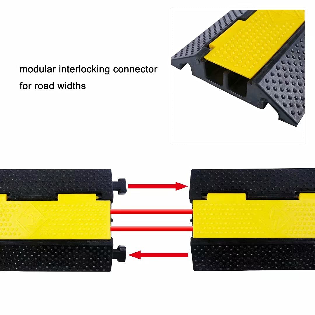YONSHENG Rubber Cable Ramp Cord Cover Cable Protector Ramps Wire Hose Protective 2 Channel 22000Lbs Load Capacity Traffic Speed Bump for Asphalt Concrete Gravel Driveway Indoor Outdoor, 3 Pack