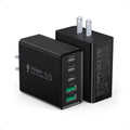 [2-Pack] USB C Wall Charger, 60W Type C Charger Block 5-Port Fast Charging Blocks,3USB C+2USB A Multiport Plug,PD Power Adapter Brick Cube for iPhone 17/16/15/14/13/Pro,iPad,Samsung,for Switch（Black）