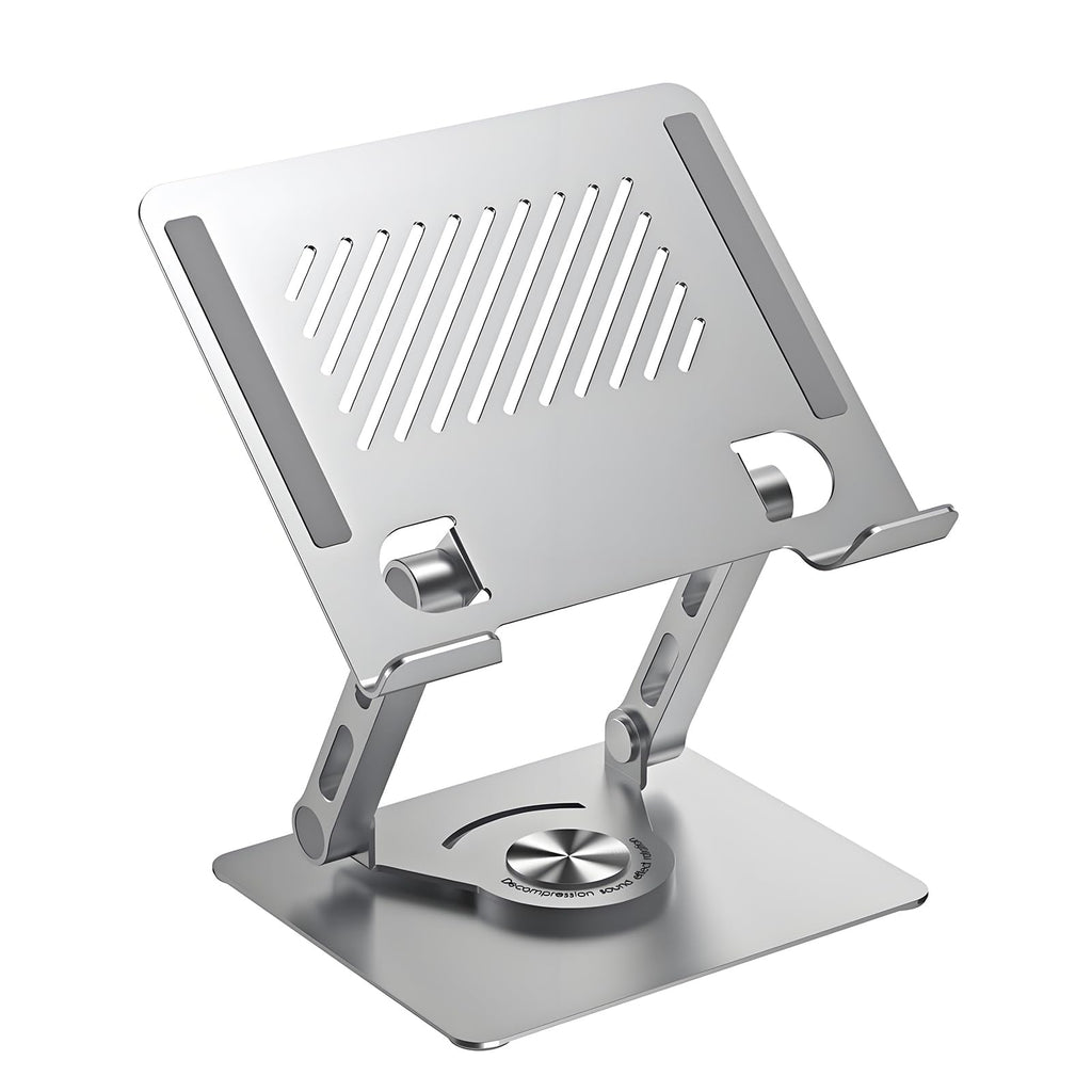GuaziV 360° Rotating Tablet Stand - Adjustable iPad Tablet Holder for Desk, Foldable iPad Swivel Stand for Home & Office (Argent Silver)