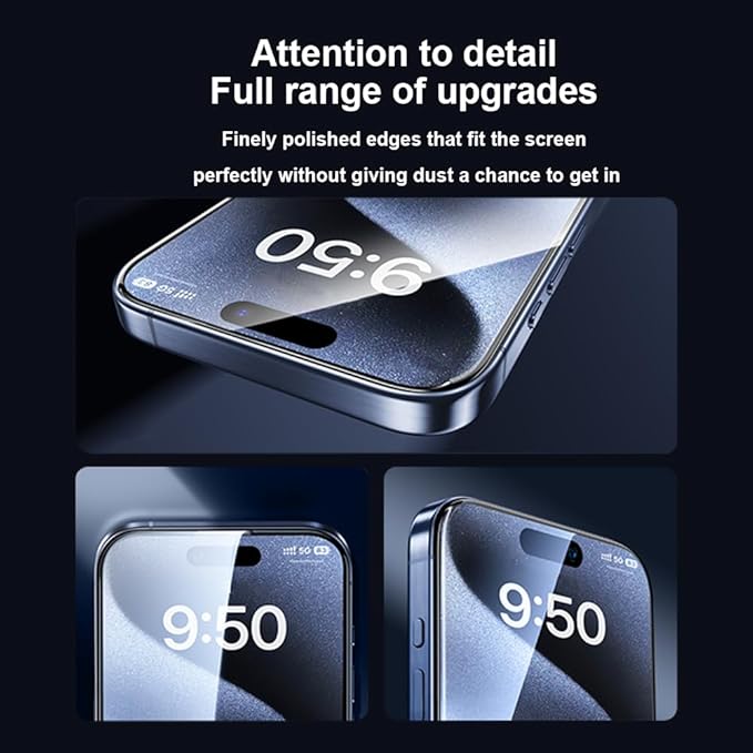 OneFish Screen Protector for Iphone 16 Pro, HD Clarity Tempered Glass Film 9H+ Hardness, with Hassle-Free Installation Frame, Dust-Free Bubble-Free Anti-Fingerprint, 2Pack