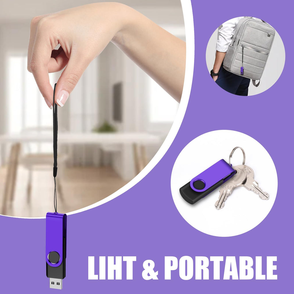 8GB 20-Pack USB Flash Drives Bulk EASTBULL USB 2.0 Thumb Drive,Purple