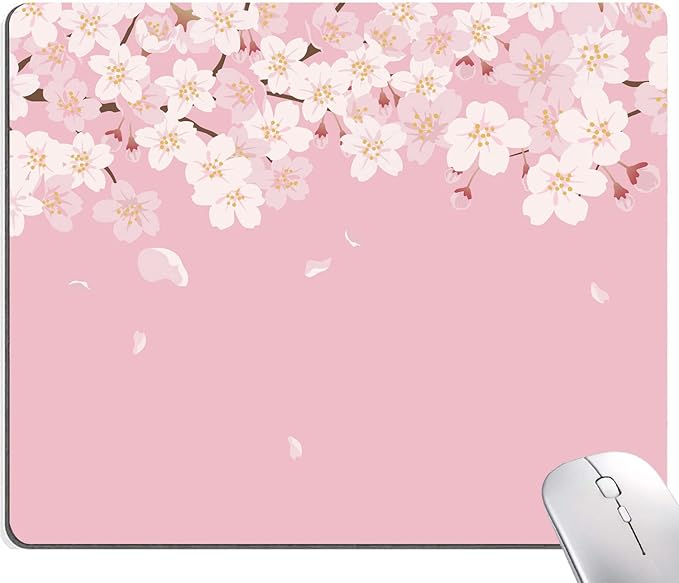 Mouse Pad, Premium-Textured Mouse Mat, Non-Slip Rubber Base Mousepad for Laptop, Computer & PC,9.5×7.9 in,Cherry Blossom Flower