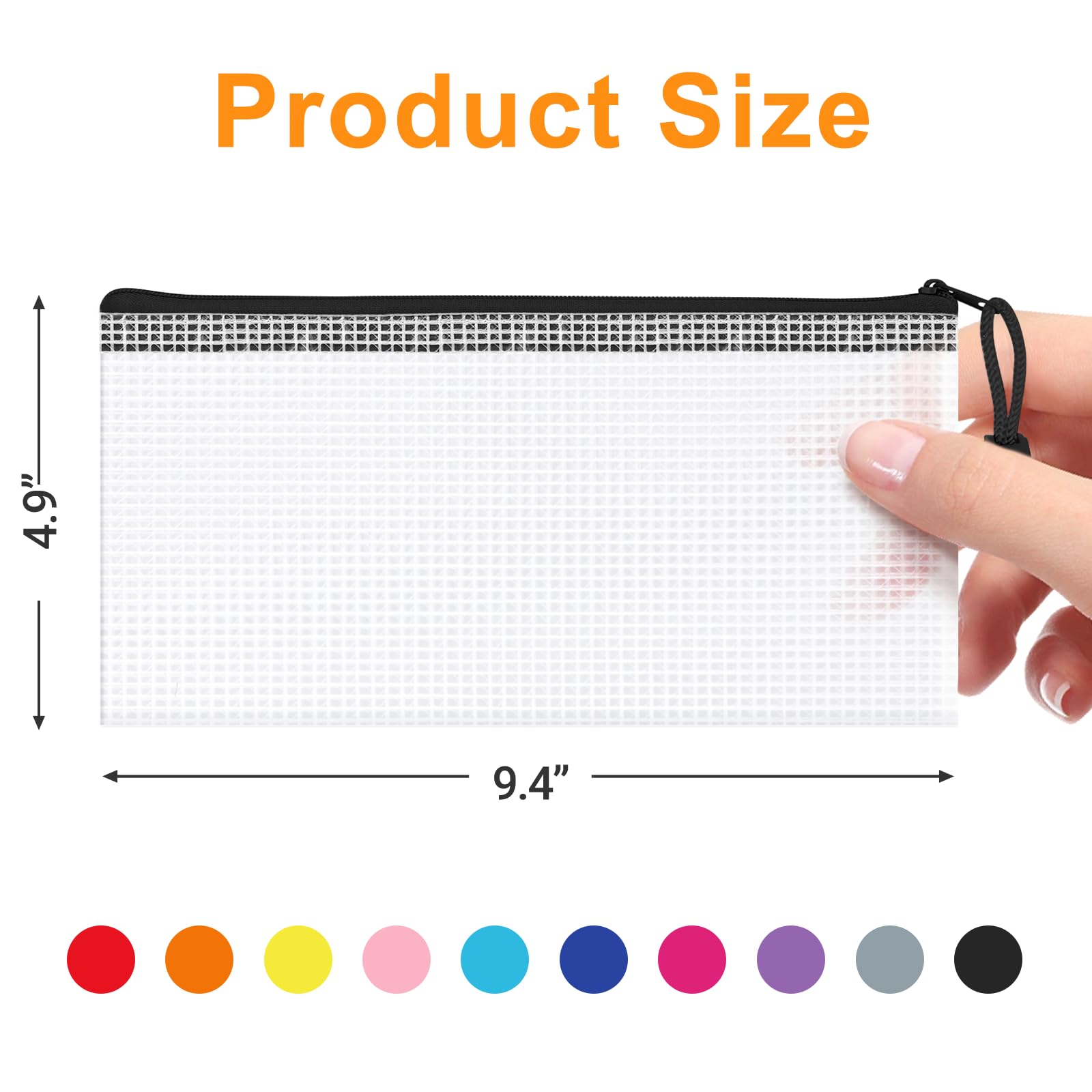 Aubeco 20Pack Mesh Zipper Pouch Bags, 9.4x4.9 Inch, 10 Colors