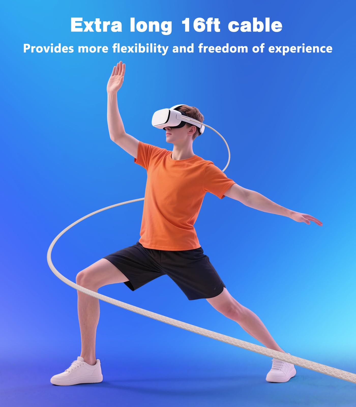 SWITCHFLUX 16FT VR Charging Link Cable | USB 3.0 High-Speed Data & Charge for Meta Quest 3S/3/2/Pro, Pico 4 and PC/SteamVR USB-C Charger Cord for VR Headset - Pink