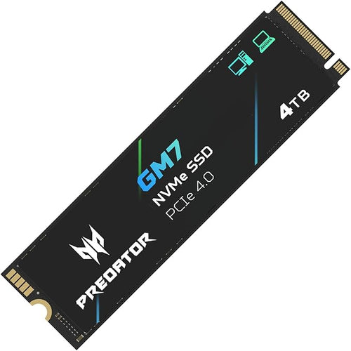 Acer Predator GM7 4TB SSD: M.2 2280 PCIe Gen 4 x4 NVMe 2.0, Read Speed Up to 7400 MB/s, Internal PC Solid State Drive for Laptop, Desktop and PS5 - BL.9BWWR.120
