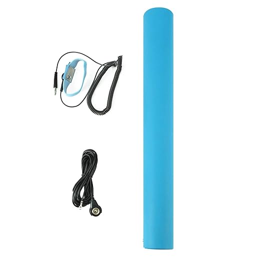 MWRF Source ESD Mat Kit with Wrist Strap and Grounding Cord (2.5 FT x 3 FT x 0.12 Inch, Blue)