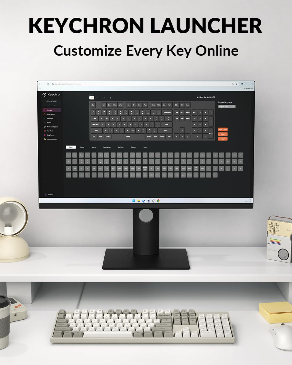 Keychron C2 Pro Wired Mechanical Keyboard with 8K Hz Polling Rate, Full Size Custom RGB Backlit Hot-Swappable, Non-Shine Through PBT Keycaps Compatible with Mac Windows Linux (Silent Red Switch)