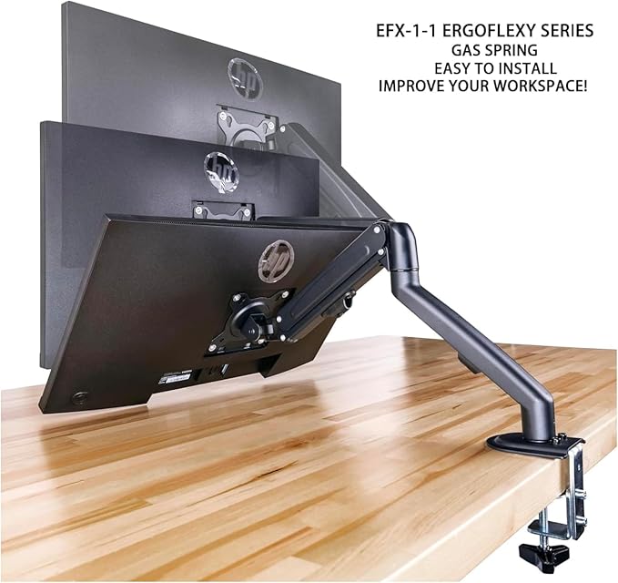 Dell 24" FHD VA Monitor with 5 ms Response Time, Flicker Free & Anti-Glare Display, VESA Mount(100x100mm), 1 x DisplayPort, VGA, Home & Business, Black (2025 Latest Model) & Ergoflexy Single Mount Arm