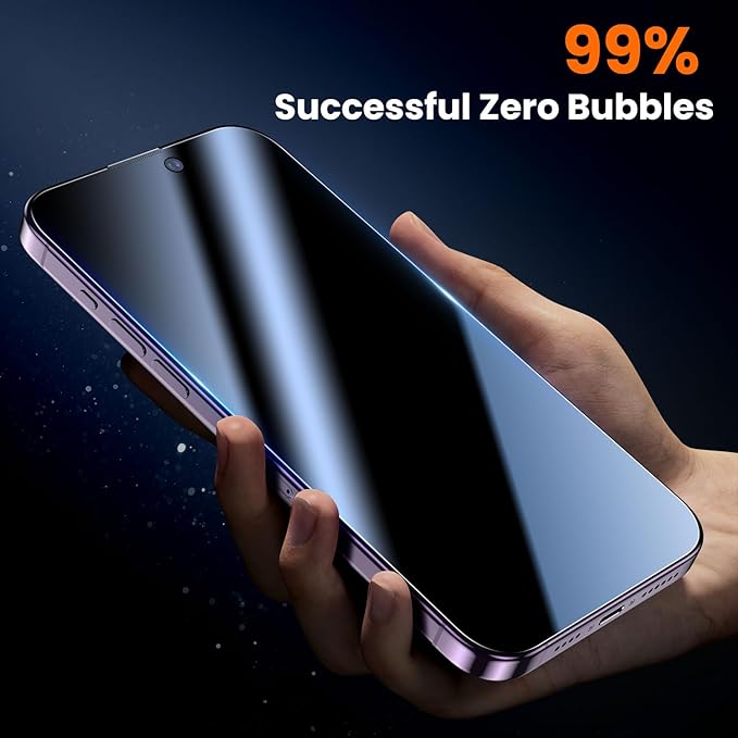 UniqueMe for iPhone 14 Pro Max Privacy Screen Protector - [Military Grade Shatterproof & 9H+ Hardness] Screen Protector 14 Pro Max Tempered Glass Full Coverage Protection, Easy to install, 2 Packs