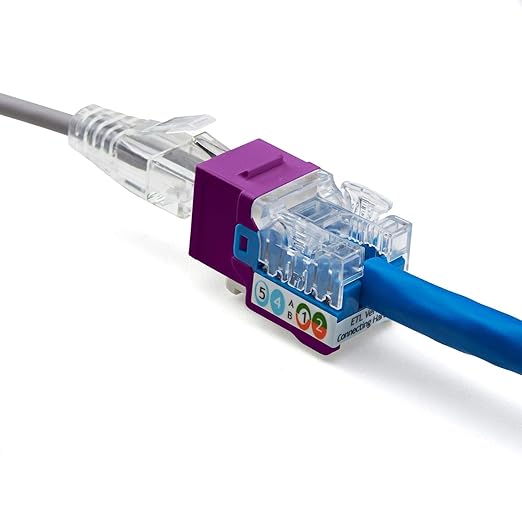 trueCABLE Cat6A Keystone Jack, Unshielded (UTP), 90 Degree Punch-Down, PoE++ (4PPoE), UL Listed, ETL Verified, ANSI/TIA Certified, Modular RJ45 Female, Purple, 24 Pack