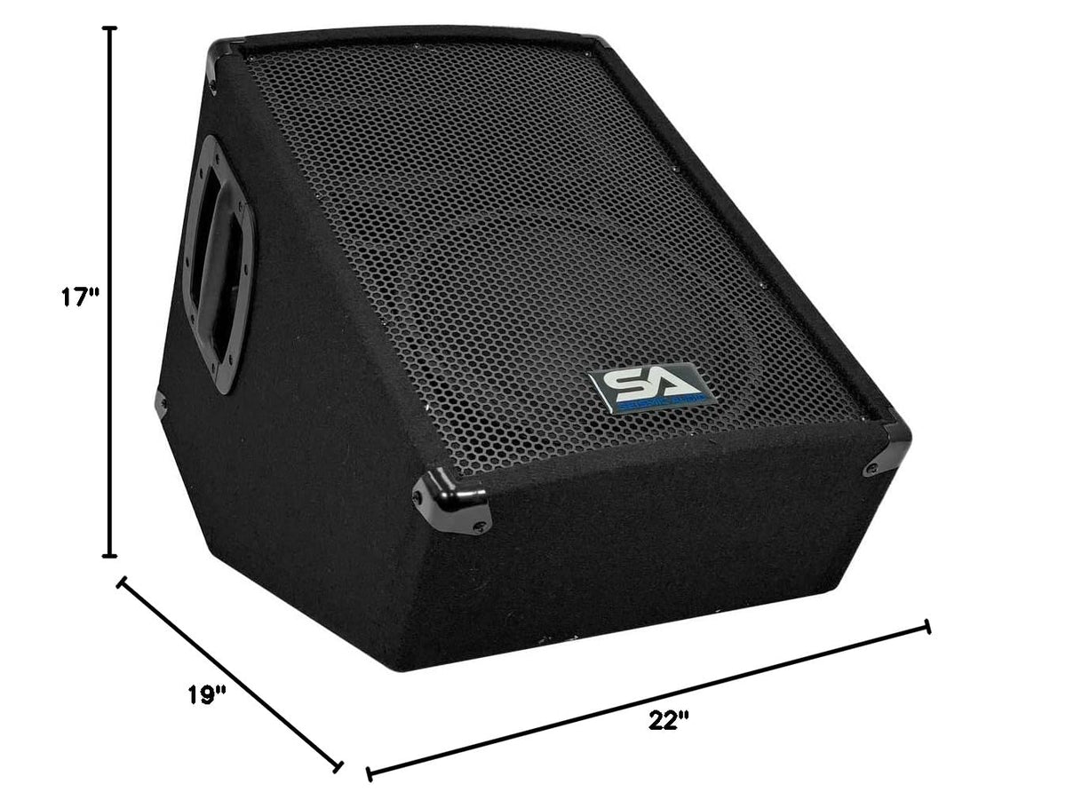 Seismic Audio - SA-10MT-PW-Pair - Pair of Powered 2-Way 10" Floor / Stage Monitor Wedge Style with Titanium Horns