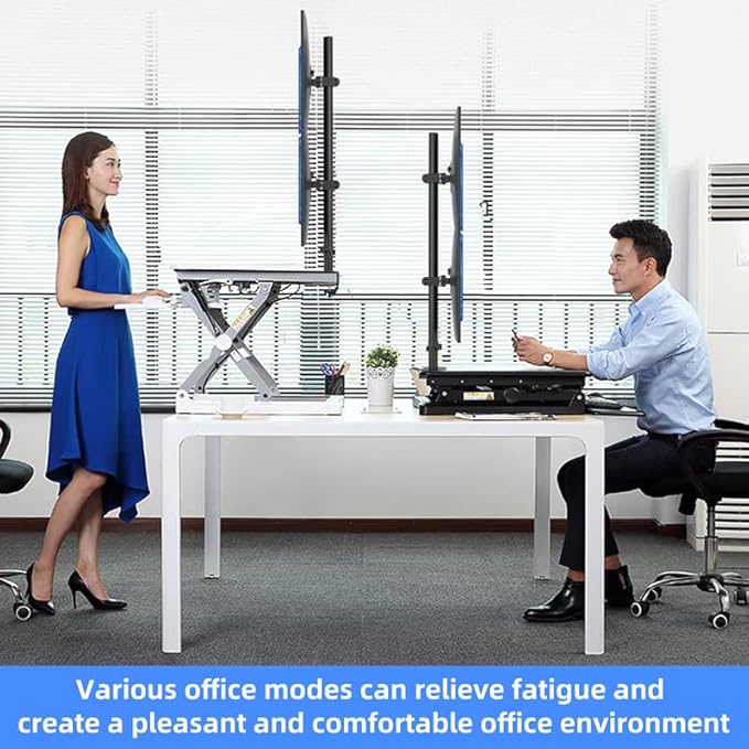 Pholiten Tall Vertically Stacked Dual Monitor Desk Mount Stand,Extra Tall 31 Inch Monitor Stand, Fully Adjustable Monitor arm for 13-32 Inch LCD Screen，Holds up to 22lbs