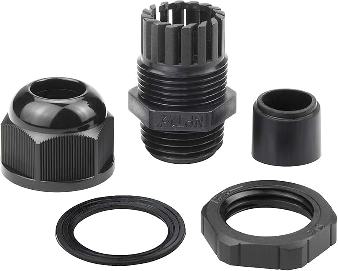 XHF 10 Pcs 1/2" IP68 Strain Relief Nylon Cord Grip Waterproof NPT Cable Glands Adjustable UL Listed and RoHS Compliant (Black)