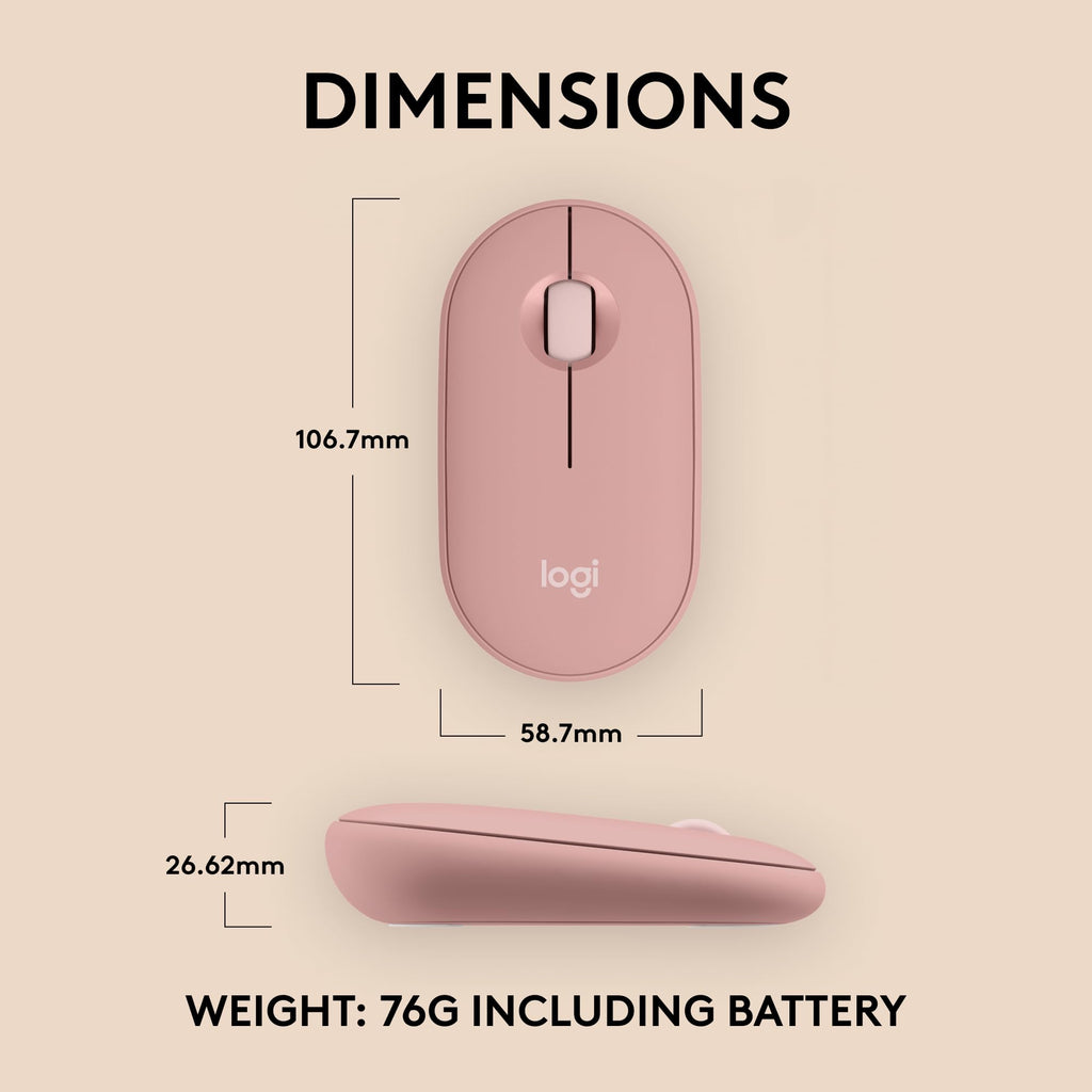 Logitech M350s Pebble 2 Bluetooth Wireless Mouse - Tonal Rose