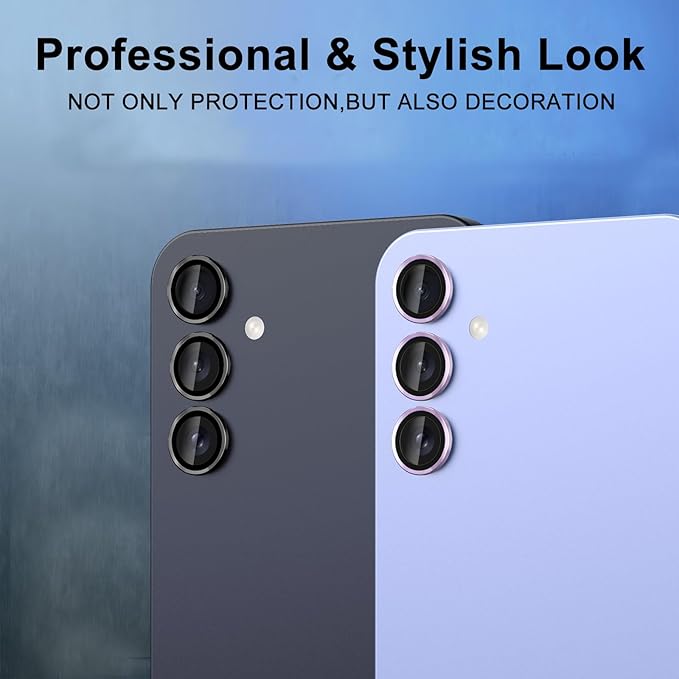 for Samsung Galaxy A16 Camera Lens Protector, Individual Metal Ring Tempered Glass Lens Cover, [Strong Adsorption] Scratch Resistant Ultra-Thin HD Clear Lens Cover, 1 Set-Black