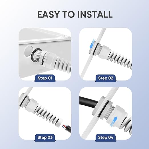 Strain Relief Cord Connector,LISTENJIALE 2Pcs NPT 1" Waterproof Cable Gland Flex Spiral Strain Relief Adjustable 18-25mm Cable Connector Nylon Joint with Gaskets(Grey)