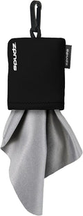 SPUDZ Classic Microfiber Lens Cleaner – Clip-On Pouch, Washable – for Binoculars, Scopes, Glasses, Screens | Black, 10 x 10 Inch (2-Pack)