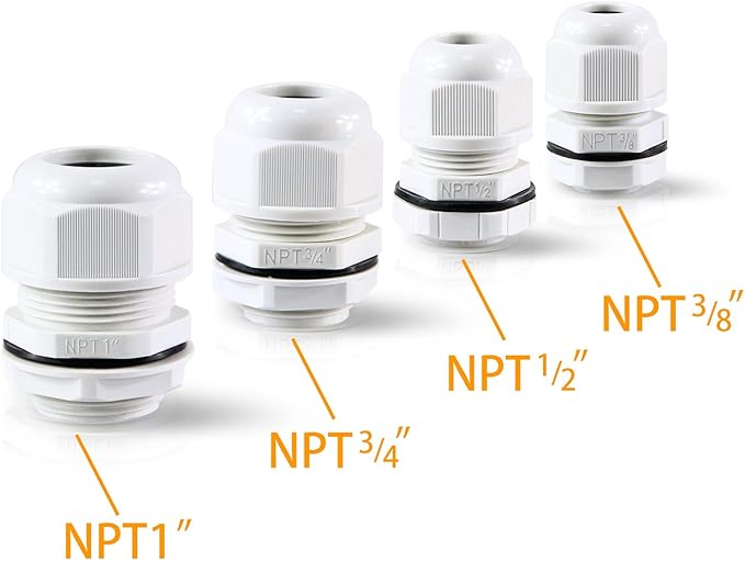 XHF 2 Pcs 1" IP68 Strain Relief Nylon Cord Grip Waterproof NPT Cable Glands Adjustable UL Listed and RoHS Compliant (Grey)