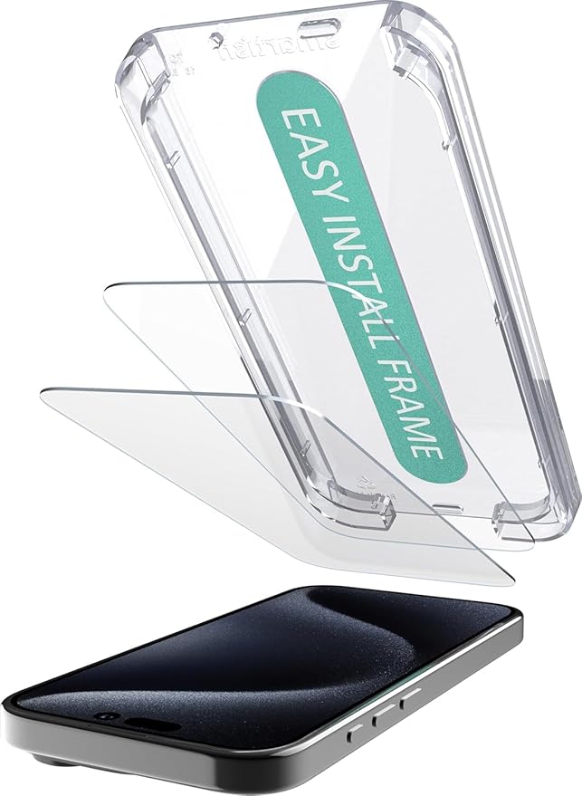 Smartish® iPhone 16e Screen Protectors - Tuff Sheet - 2-Pack Tempered Glass Easy Install Frame [Scratch Resistant] Case-Friendly For Apple iPhone 16e / 14/13 / 13 Pro - Clear 2-Pack