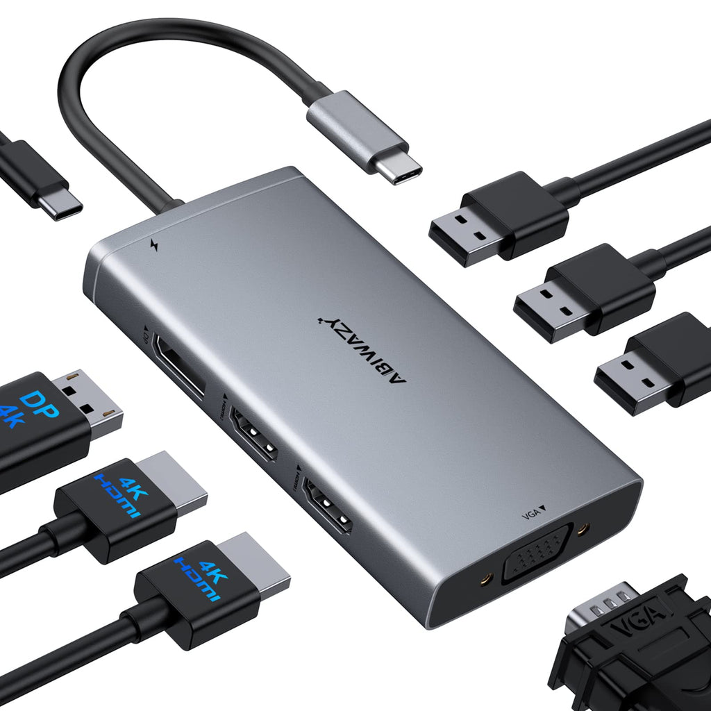 USB C Docking Station Dual Monitor Computer Multiple Monitor Hub Adapter