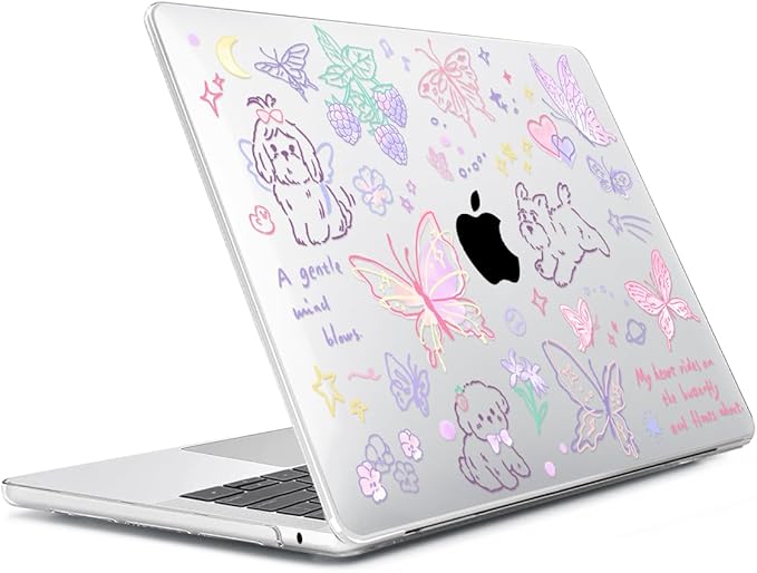 for 2025 2024 2023 2022 MacBook Air 13 inch Case M4 A3240 M3 A3113 M2 A2681 with Touch ID& 13.6" Liquid Retina Display, Plastic Hard Shell&Keyboard Cover&Screen Film&Webcam Cover, Cute Puppy